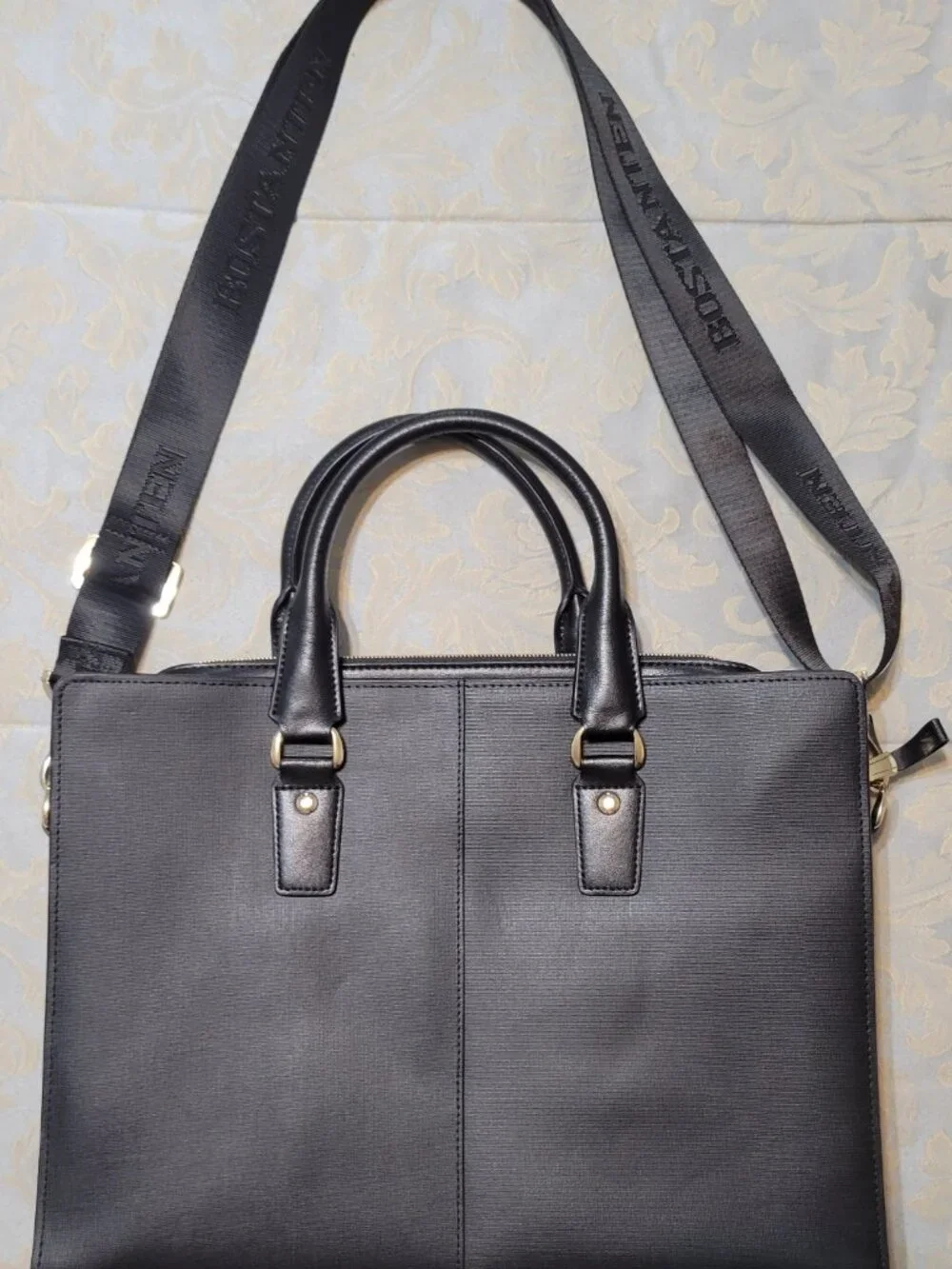 BOSTANTEN Leather Nylon Briefcase Laptop Bag with Sholder Strap 15 